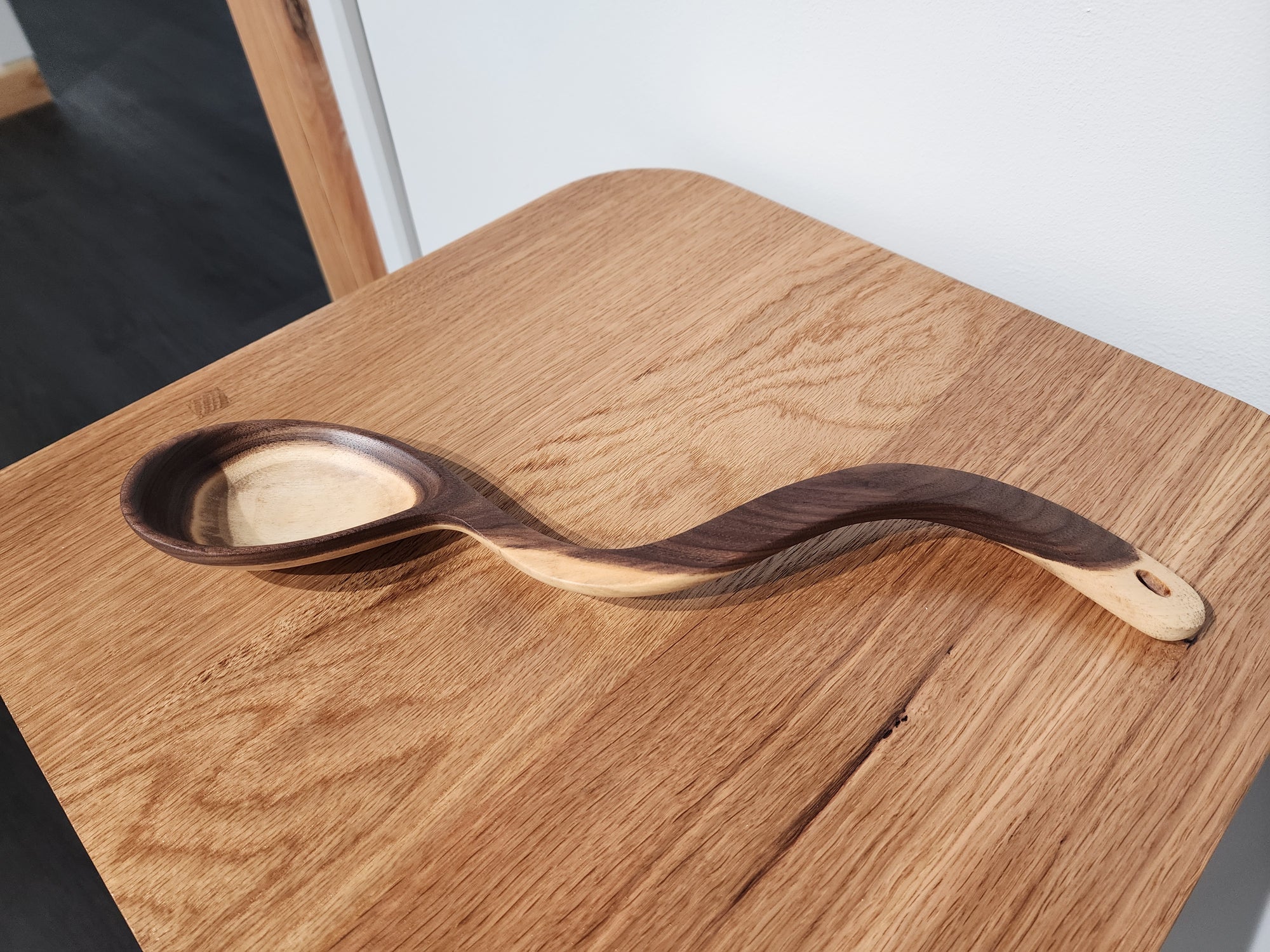 Hand-Carved Walnut Serving Spoon