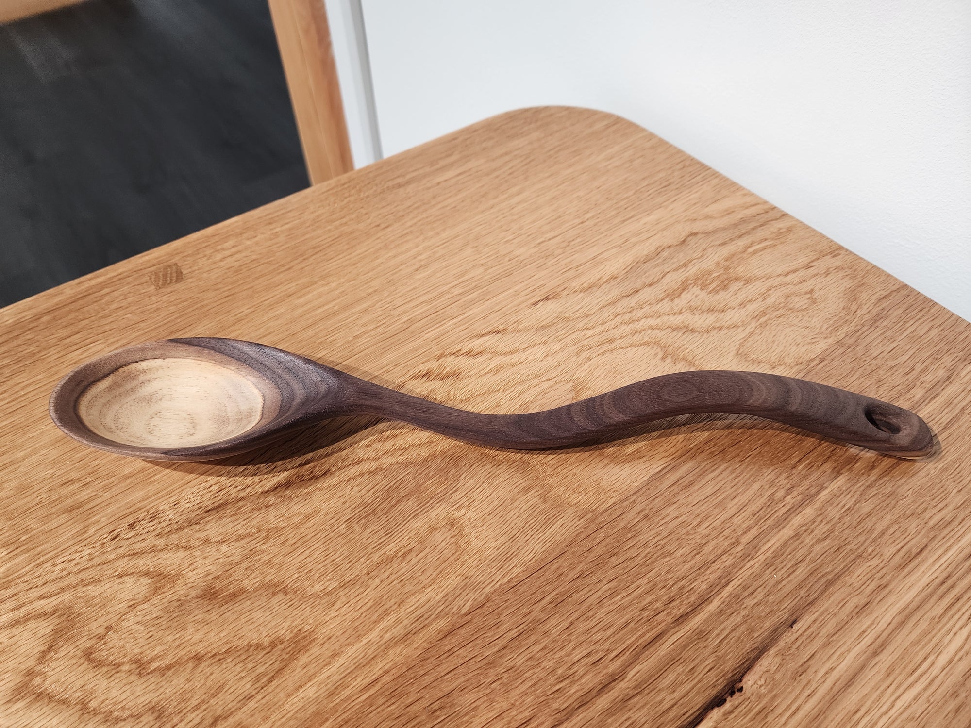 Hand-Carved Walnut Mixing Spoon