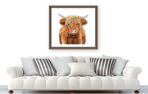 Highland Cow Print in Barnwood Frame