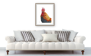 Rooster Print in a Rustic Barnwood Frame