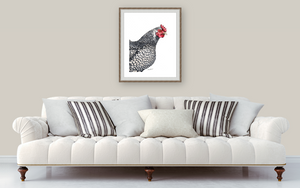 Hen Print in a Rustic Barnwood Frame