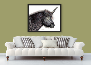 Shetland Unicorn Print on Framed Canvas