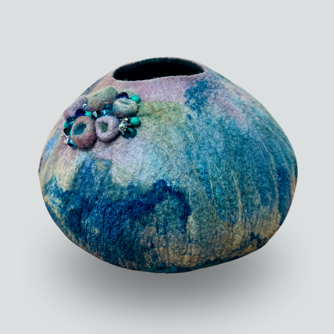 Two-Tone Teal Green Felt Vessel